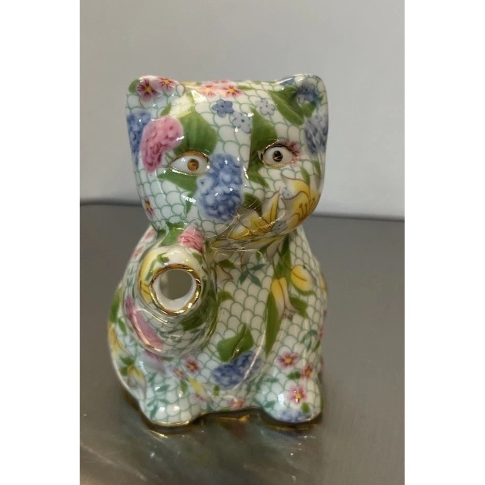 Chintz Dana Little Cat Porcelain Creamer Jar‎ Floral Gold Collectible Vintage